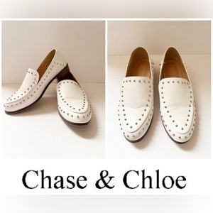 Chase + Chloe Steps Ahead White Studded Loafers